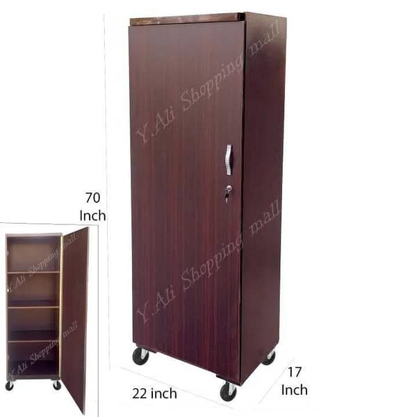 D2 69 x 22 Inch Single Door Wooden Wardrobe with Shelves