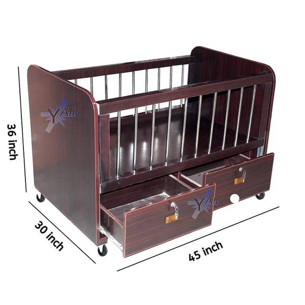 D1 Wooden Sheet Baby Cot With Two Large Drawers - Brown -  baby bed kids bed kids furniture