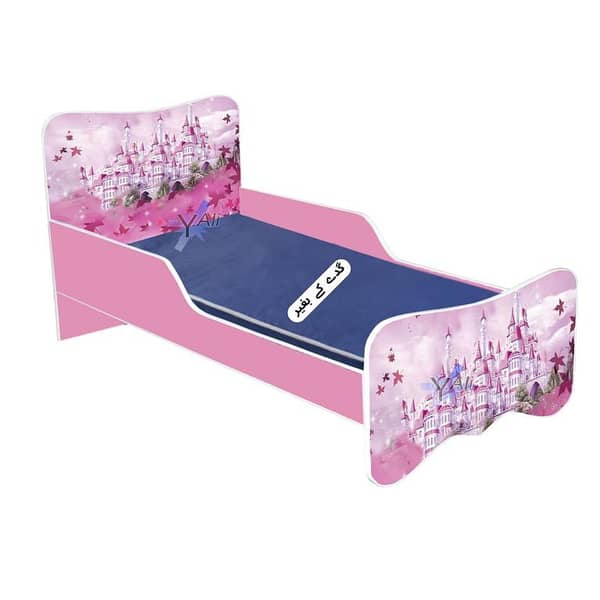 6x3 feet Pink House Theme Wooden Bed for Kids  without matress Pink