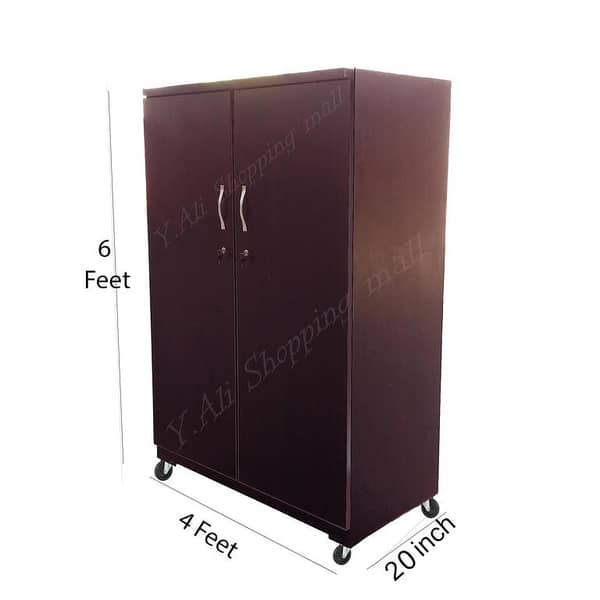 6x4 Feet Wooden Two-Door Cupboard: Brown Wardrobe Cabinet with Safe Almar