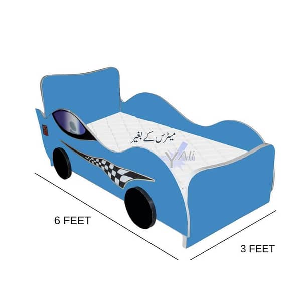Blue CS1 Car shaped Wooden bed for kids without mattress , kids furniture