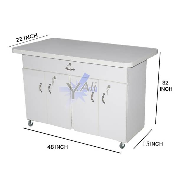 White IS13 4-Foot Wooden Cabinet: Four-Door Large Drawer Iron Stand with Iron Board