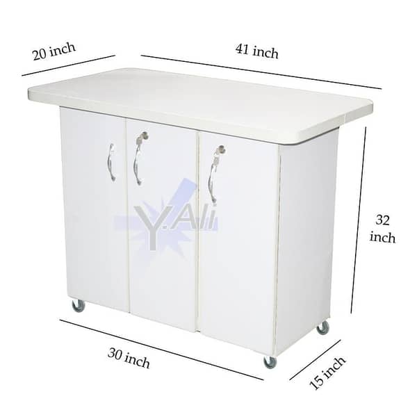 D5 Three-Door Wooden Iron Stand with Cabinet Storage and Drawer, White