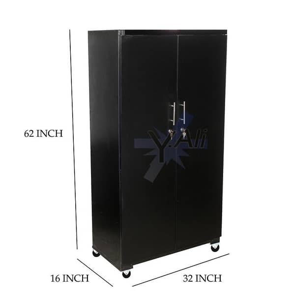 Black 5 ft Wooden Sheet Cupboard Wardrobe Cabinet Almari Safe