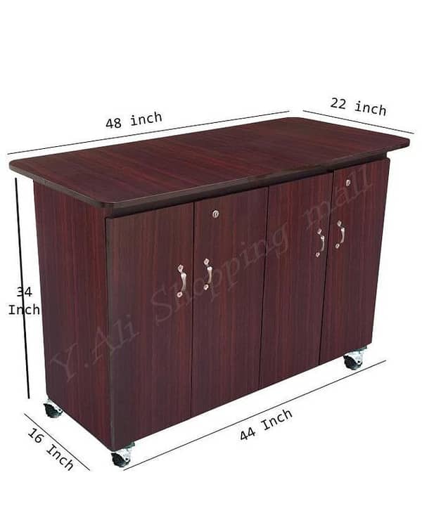 4 Feet Wooden Sheet Four-Door Iron Stand with Brown Iron Board and Wood Furniture