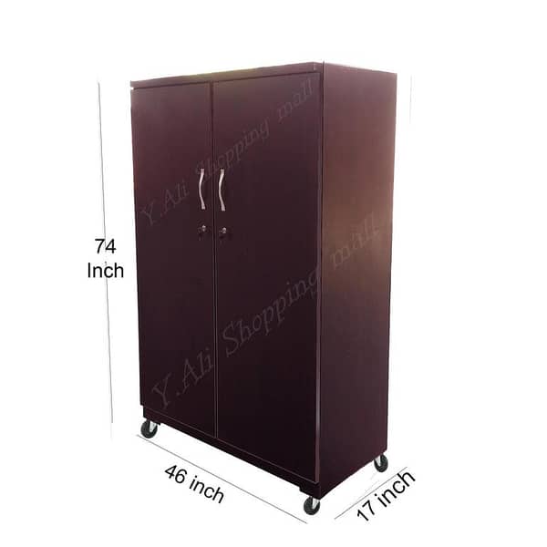 D1 6x4 Feet Wooden Two-Door Cupboard (16" Depth) - Brown Wardrobe Cabinet