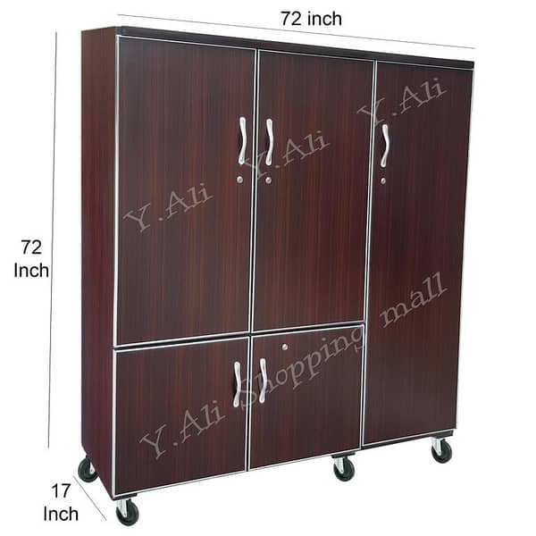 D2 6x6 Feet Wooden 5-Door Fixed Wardrobe Cabinet (Almari) with Shoe Rack