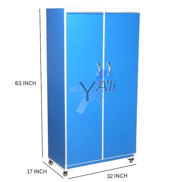Blue and White D1 6x4 ft Wooden Two-Door Wardrobe (Almari) Safe Cabinet