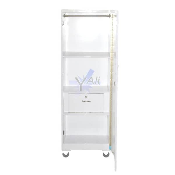 69 x 22 Inch Single-Door Wooden Wardrobe Cupboard (White)