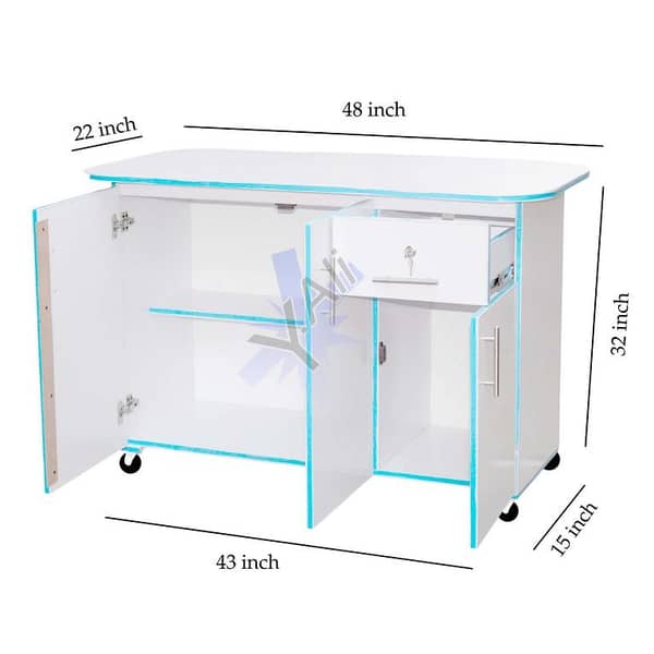 White-IS12 Large Wooden Sheet 3-Door Cabinet with One Drawer and Iron Stand
