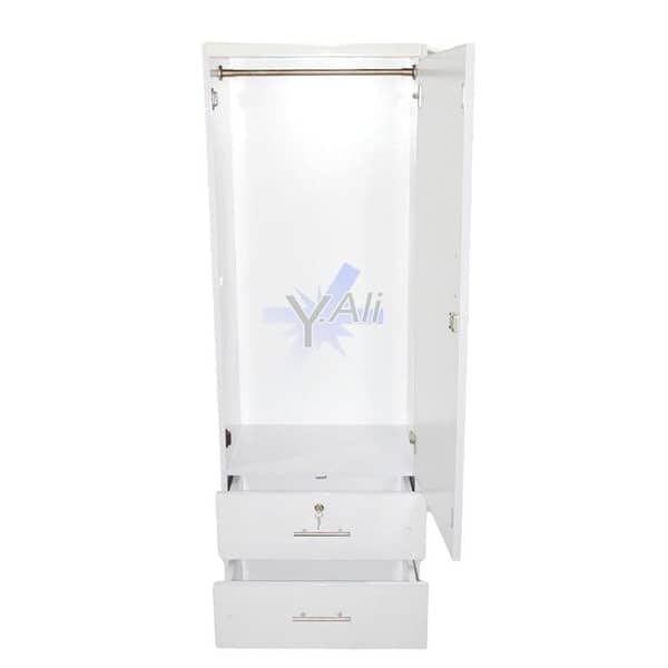 White D1.2 6x2 ft Single Door Wardrobe with Two Drawers