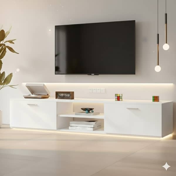 White Ld4 wooden led tv table consol for 32 to 72 inch Led TV , cabinet cupboard