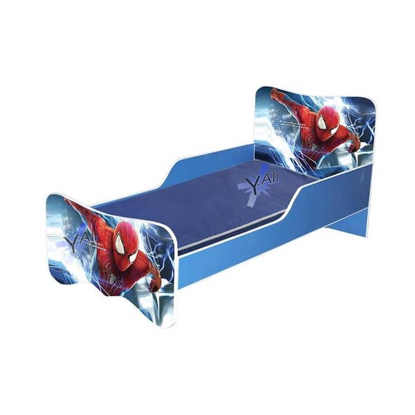 6x3 feet Spider man Theme Wooden Bed for Kids Blue without matress