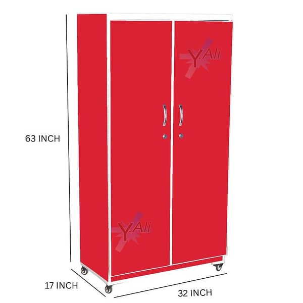 5 Feet Wooden Sheet Wardrobe Cupboard Almari - Red