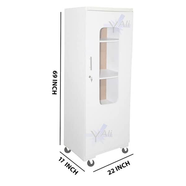 69 x 22 Inch Single Glass Door Cupboard - White Wardrobe