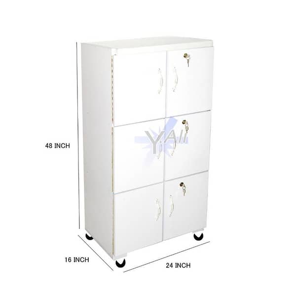 White 4x2 Feet Six-Door Wooden Kitchen Cabinet, Cupboard, and Wardrobe