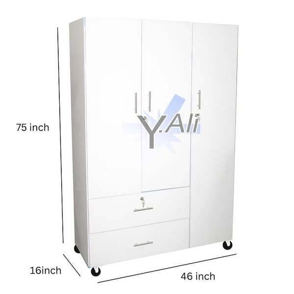 White LC5 6x4 ft Wooden Cupboard for Clothes (Almari Wardrobe) with Safe Cabinet Wood Furniture