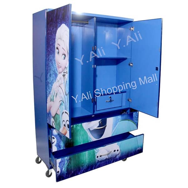 Wooden D13 6x4 Feet Frozen Theme Two Large Drawer Cupboard - Blue