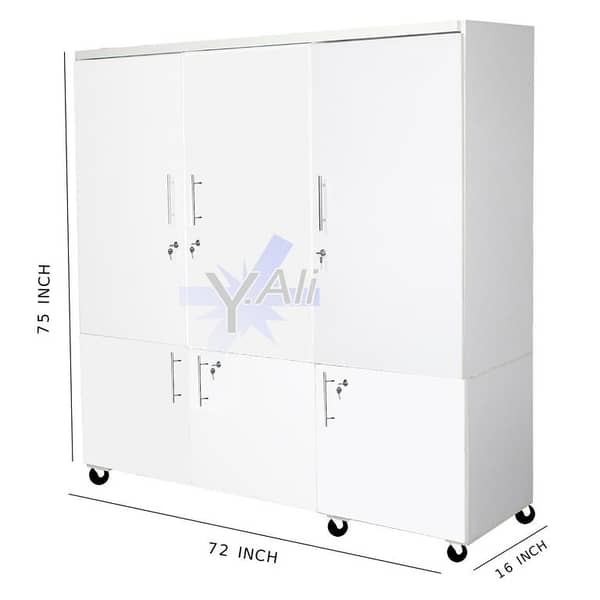 White 6x6 Feet Folding Wardrobe with 16-Inch Depth, Two-Part Cupboard (Almari) by WoodLoom