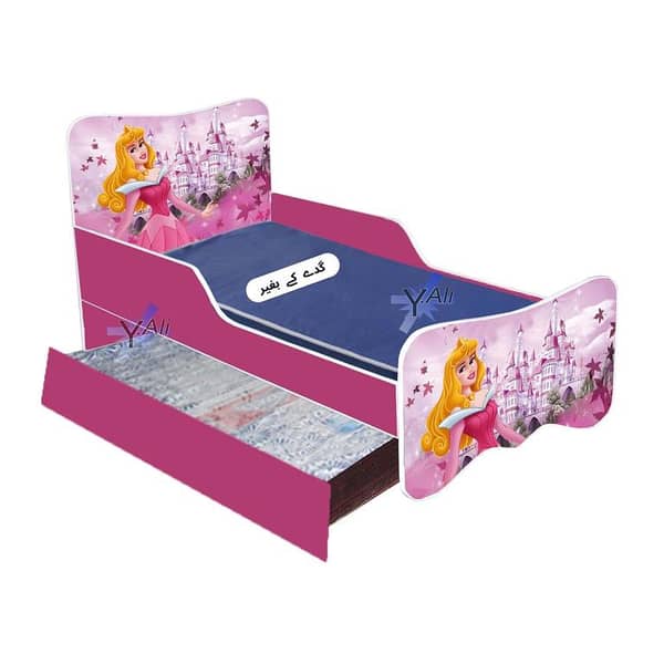 6x3 Feet sleeping Beauty Theme Wooden Bed With Sliding bed for kids - Purple