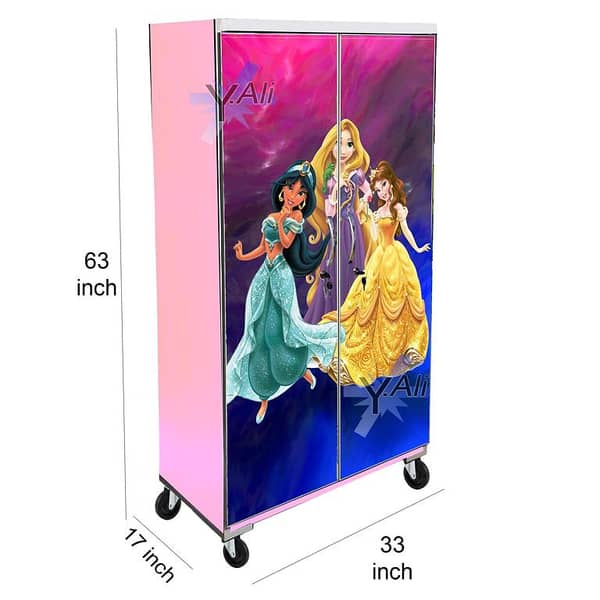5 Feet Pink Princes Theme wooden Sheet Wardrobe For Kids Cupboard Almari pink