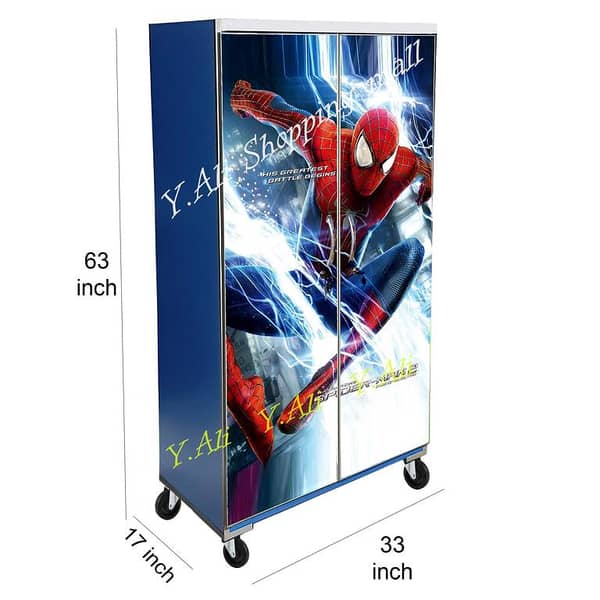 5 Feet Cartoons Theme wooden Sheet Wardrobe For Kids Cupboard Almari -blue