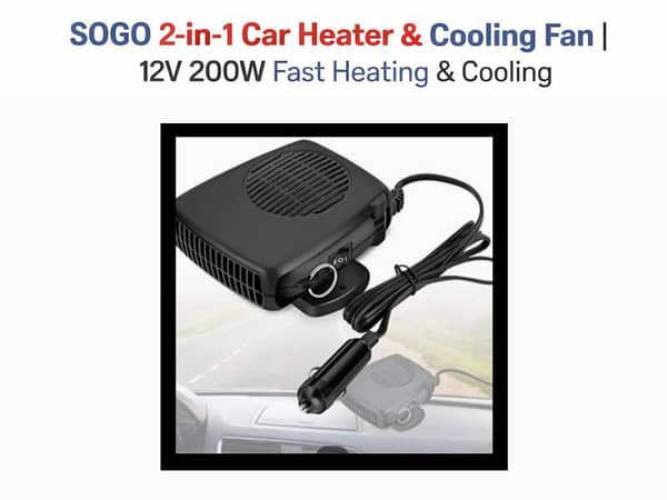 SOGO 2-in-1 Car Heater & Cooling Fan | 12V 200W | Fast Heating & Cooling