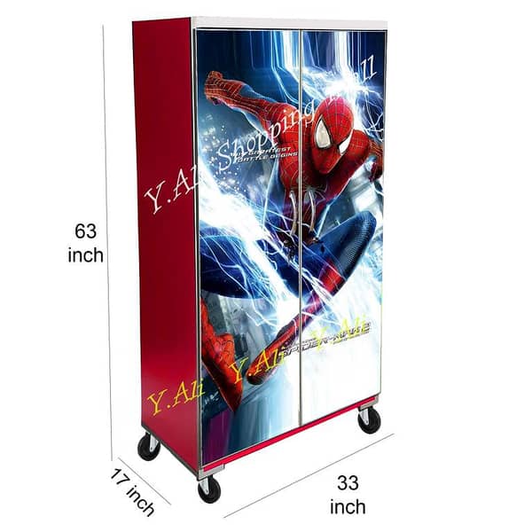5 Feet Spider man Theme wooden Sheet Wardrobe For Kids Cupboard Almari red