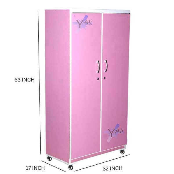 5 Feet Wooden Sheet Wardrobe Cupboard Almari (Pink) by Brand Name