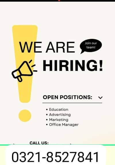 male and female staff required for office management