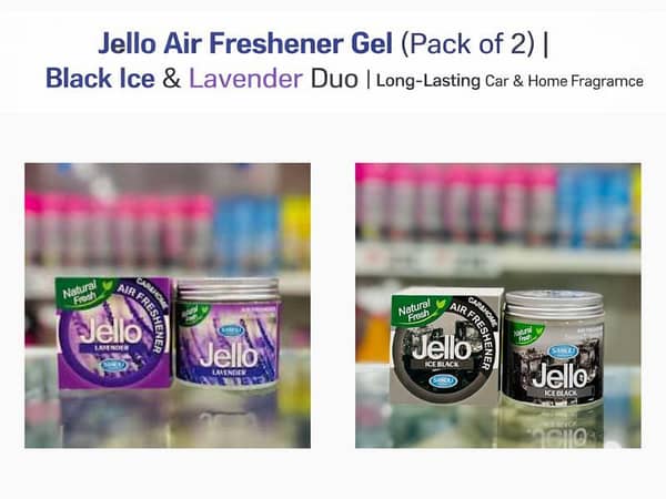 Jello Air Freshener Gel (Pack of 2) | Black Ice & Lavender Duo | Long-Lasting Car & Home Fragrance