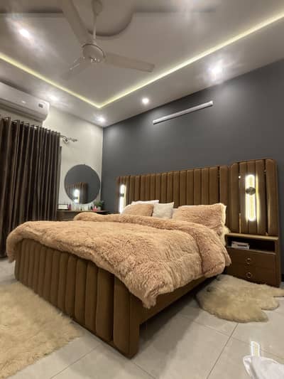 Cushion bed with side tables