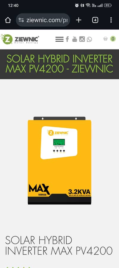 Ziewnic pv 4200 3.2 kw