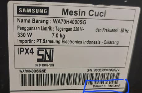 Automatic Washing Machine Samsung 7KG