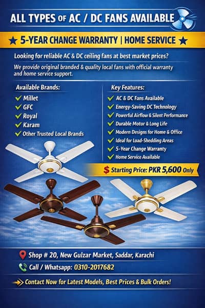 All Types of AC/DC Fans Available