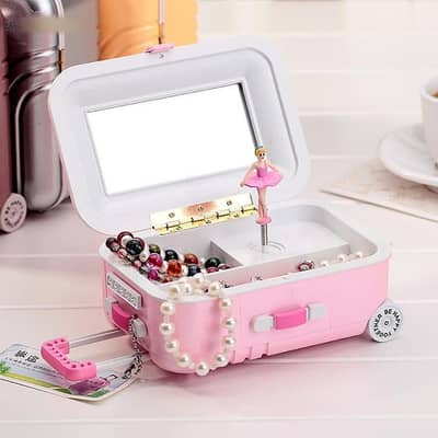 Charming Suitcase Music Jewelry Organizer Box Random Colours  Box Pack