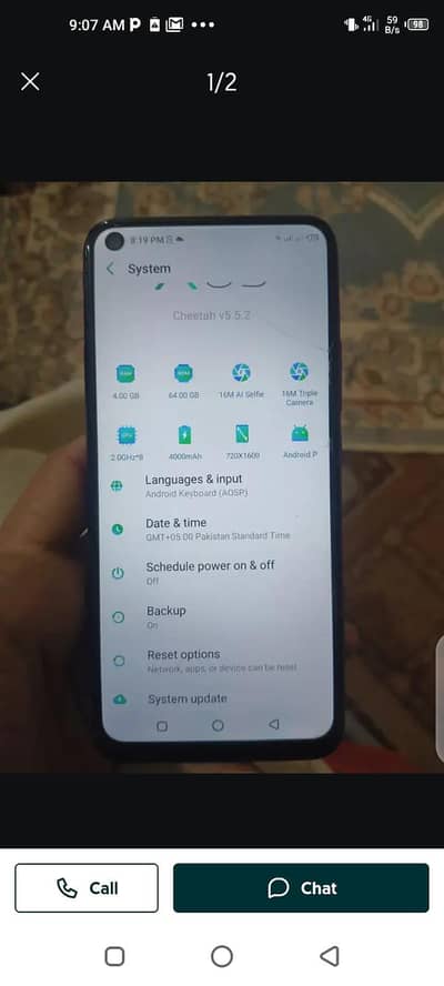 infinix s5 4GB 64GB. box and mobile 9/10 condition