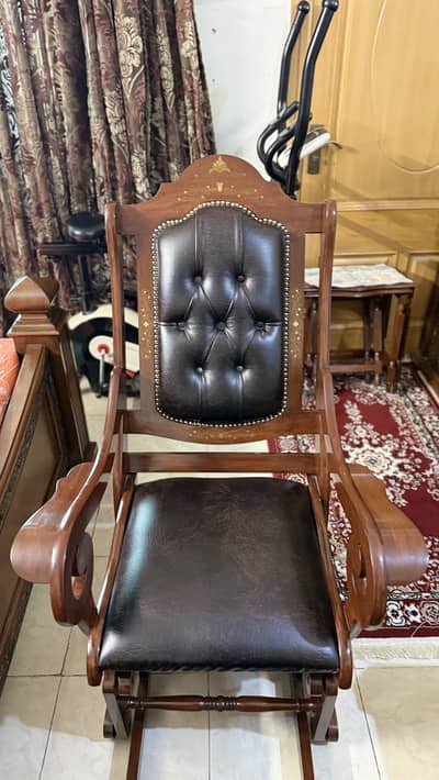One-of-One Luxury Wooden Rocking Chair with Foot Rest