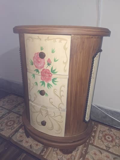 Floral oval wooden  storage cabinet