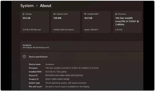 HP core i5 11 generation