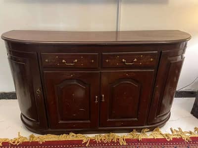 Antique wood sideboard with mirror