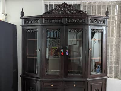 Premium Solid Wood Hand-Carved Showcase Cabinet – Elegant & Classic