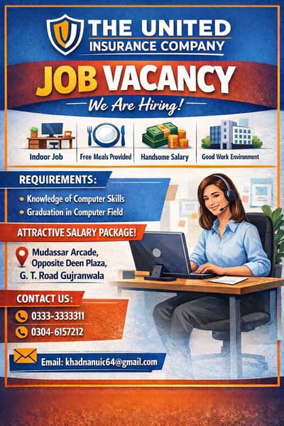 Job Opportunity – Indoor Office Job (Gujranwala)