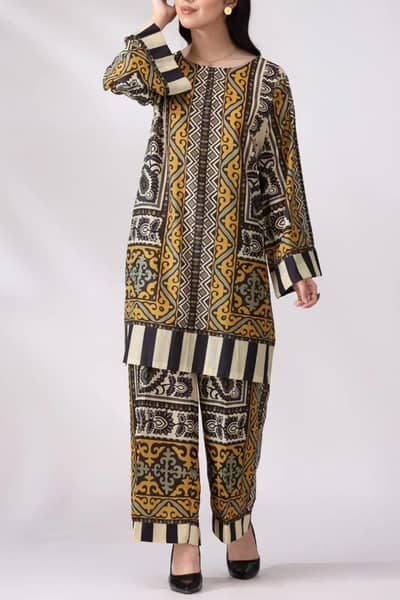 woman stitched prentid shirt and trousers  set 2 pcs