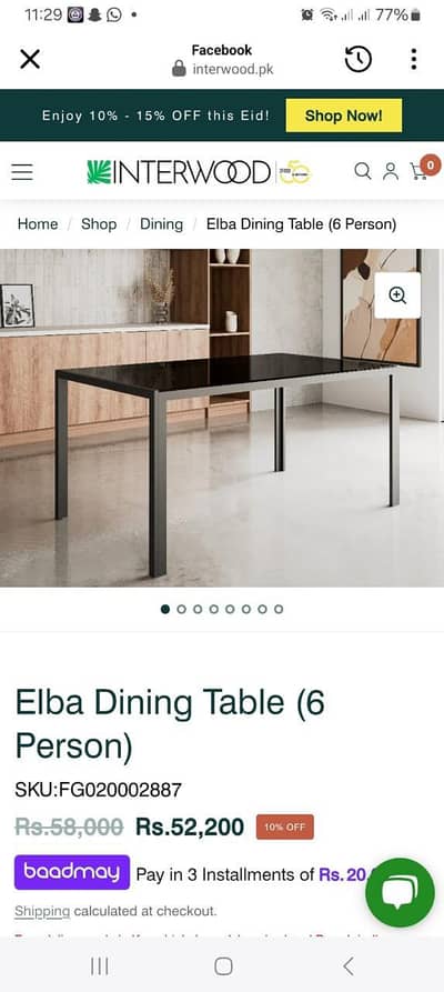 interwood dinning table and customized chairs