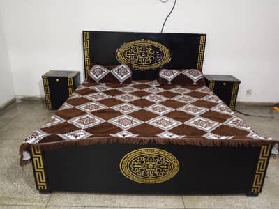 King Size bed with 2 side tables- 6 months used