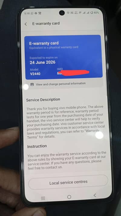 Vivo v50 lite 6 months warranty mint condition