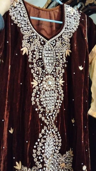 Beautiful velvet shirt and sharara with simple dobatta