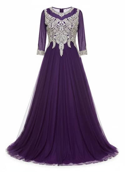 Royal Purple Embellished Evening Gown