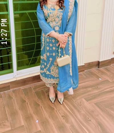 sky blue Fancy suit for events 1 one time use